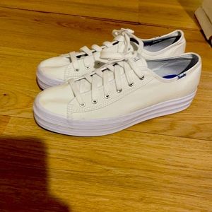 Keds platform white sneakers